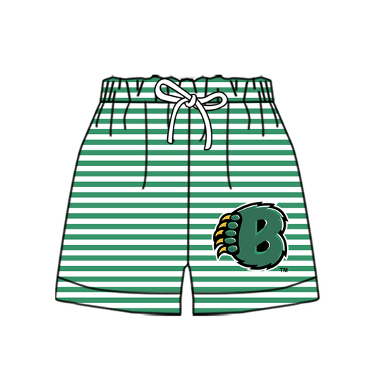 CUSTOM MOQ 5 Cute Comfortable Clothing For Kids Baby Kids Summer Green B Stripe Bottom Team Shorts