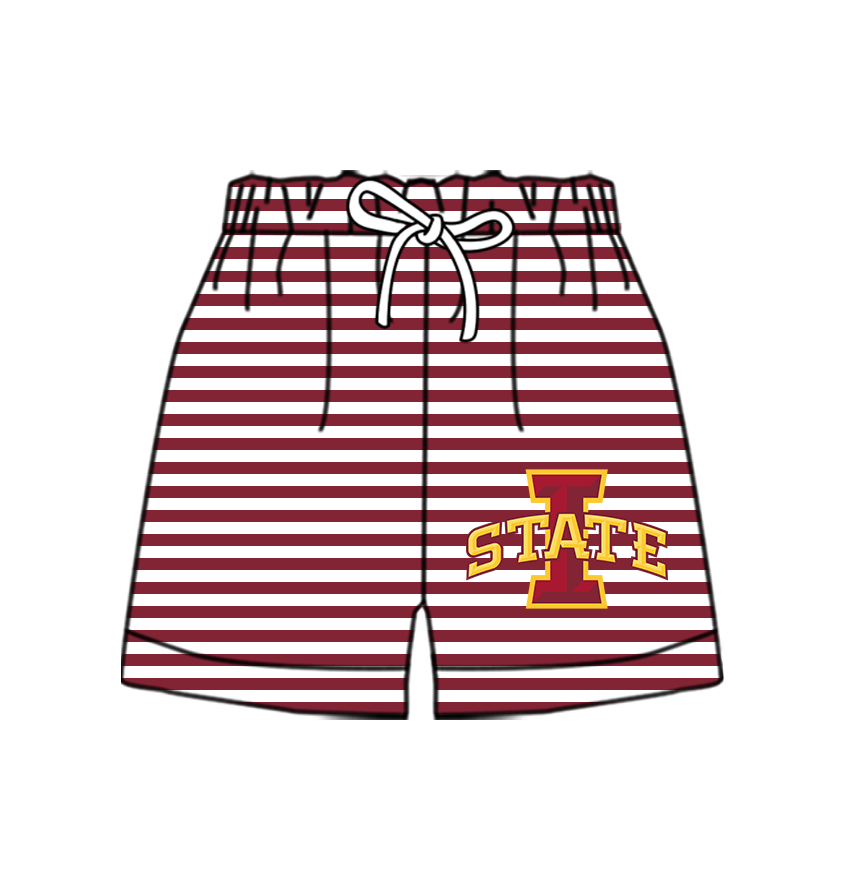 CUSTOM MOQ 5 Cute Comfortable Clothing For Kids Baby Kids Summer Red I Stripe Bottom Team Shorts