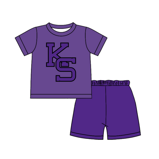 CUSTOM MOQ 5 Cute Comfortable Clothing For Boys Baby Boys Summer Purple KS Top Shorts Clothes Sets