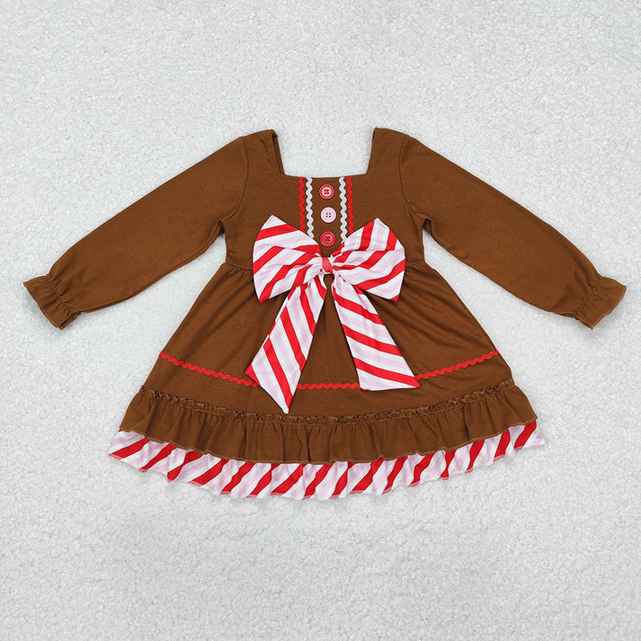 Baby Girls Brown Gingerbread Bow Dresses Clothes Sets