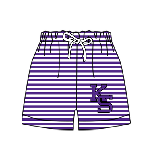 CUSTOM MOQ 5 Cute Comfortable Clothing For Kids Baby Kids Summer Purple KS Stripe Bottom Team Shorts