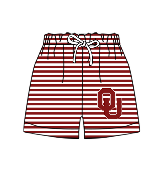 CUSTOM MOQ 5 Cute Comfortable Clothing For Kids Baby Kids Summer Dark Red Stripe Bottom Team Shorts