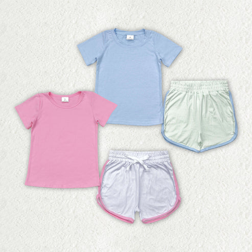 11.8 RTS Sibling Baby Kids Short Sleeves Top Stripe Short Summer Set