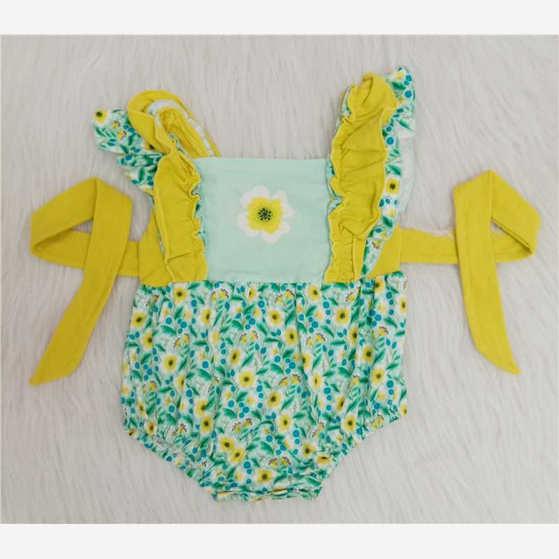 B12-21   Girl Floral Match Belt Romper