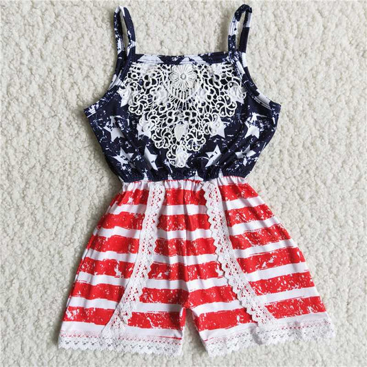 C6-10  4th of July star rompers jumpsuits