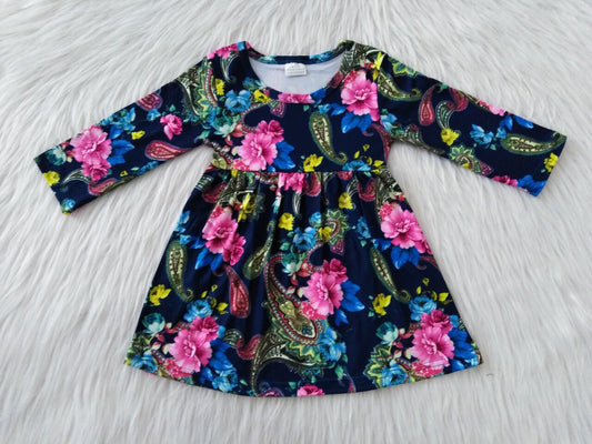 9.30 RTS NO MOQ（In stock）G1-3-9'; Baby Girls Winter Dress Camellia long-sleeved dress
