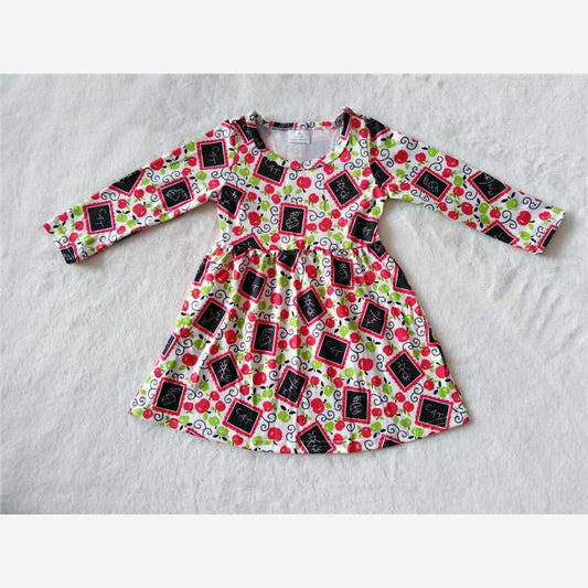 9.19 RTS NO MOQ（In stock）G2-16-4/*/ Baby Girls Winter Dress Red Apple Long Sleeve Dress