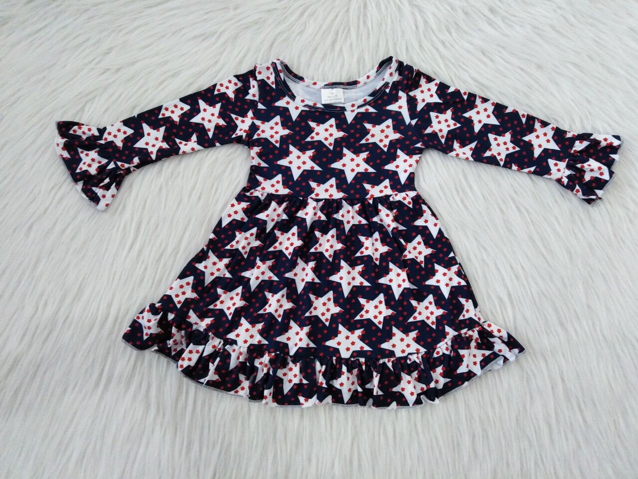 9.15 RTS NO MOQ （In stock）G1-3-9][ Baby Girls Winter Dress Baby Girls Star Lace knee-length Dresses
