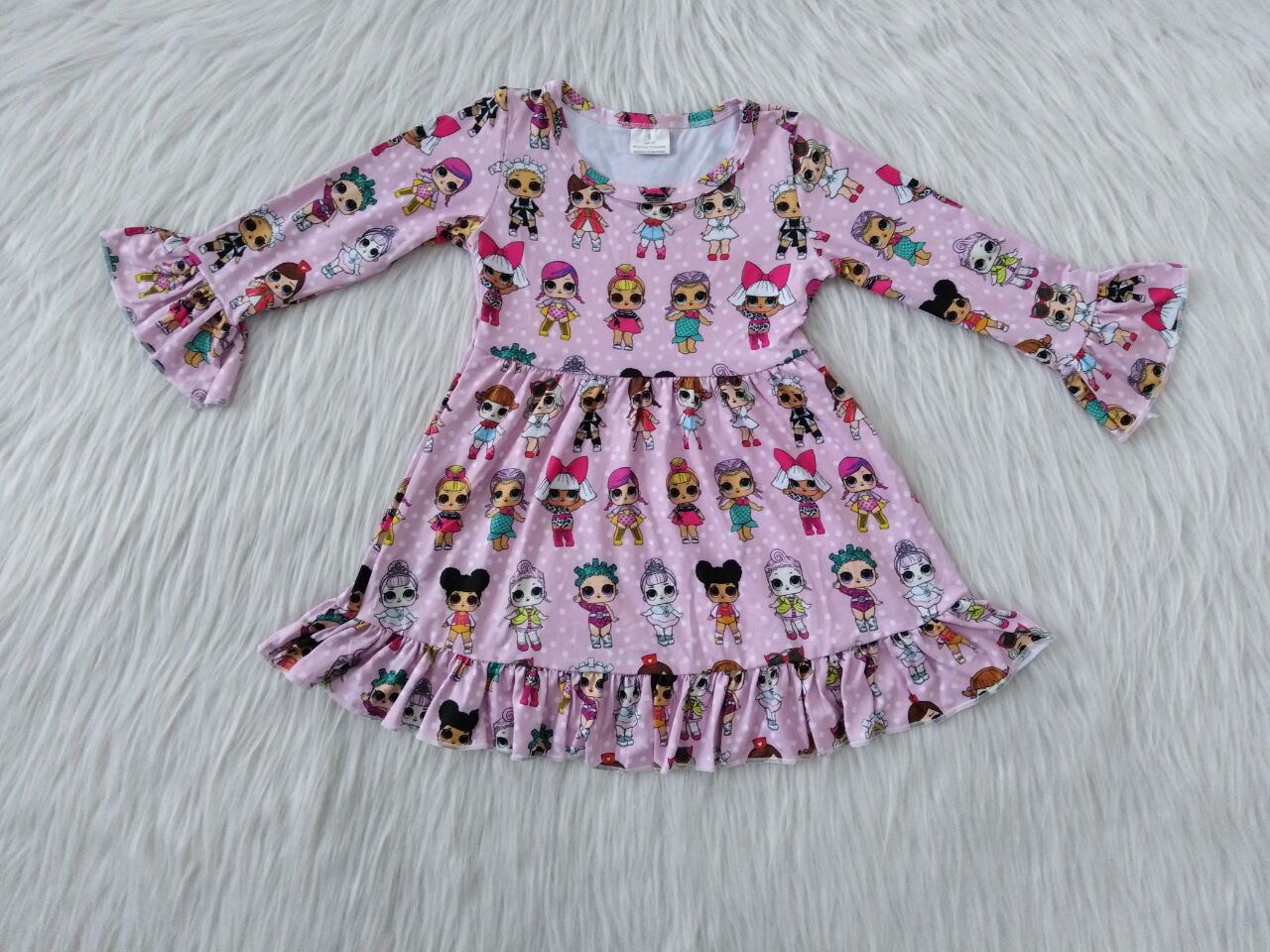 9.17 RTS NO MOQ（In stock）G1-3-3]* Baby Girls Winter Dress Baby Girls Big Head Doll Lace knee-length Dresses
