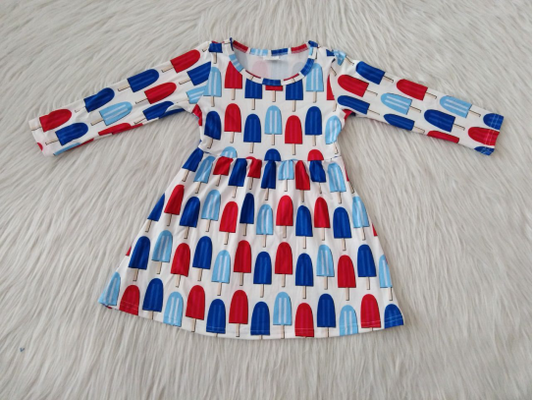 9.26 RTS NO MOQ（In stock）G1-3-3; Baby Girls Winter Dress Ice cream long-sleeved skirt