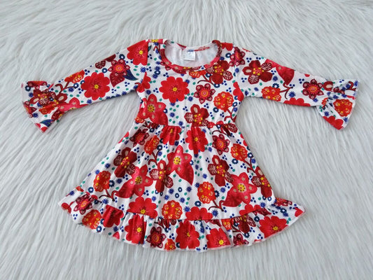 9.16 RTS NO MOQ （In stock）	G4-14= Baby Girls Winter Dress Baby Girls red flower lace knee-length Dresses