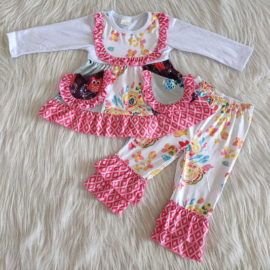 6 A33-16Pockets patchwork floral toddler girl outfits