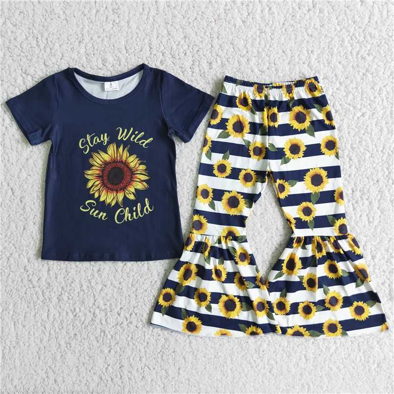 A2-3 Sunflower short-sleeved sunflower pants