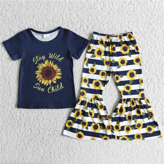 A2-3 Sunflower short-sleeved sunflower pants