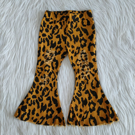 C16-6-1  Girl Golden Leopard denim pants