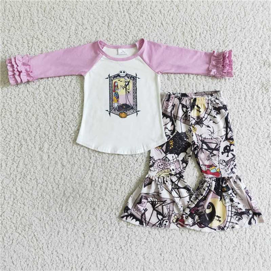 6 A27-3Girl purple long sleeve skull pants Halloween outfit