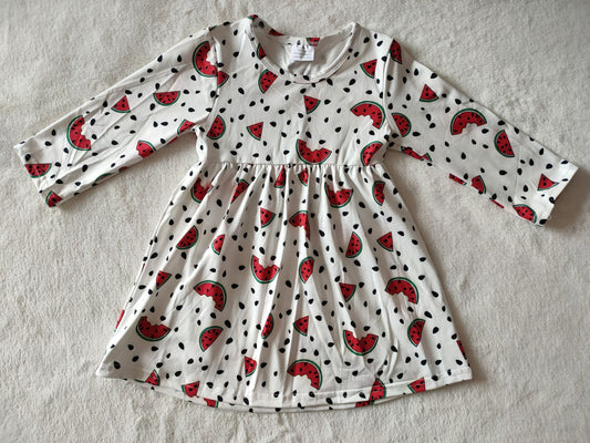 9.26 RTS NO MOQ（In stock）G3-4-1. Baby Girls Winter Dress Watermelon White Straight Sleeve Skirt