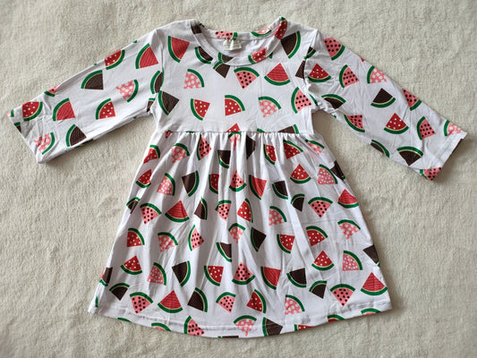 9.17 RTS NO MOQ（In stock）G3-12* Baby Girls Winter Dress Baby Girls Watermelon white long-sleeved dress
