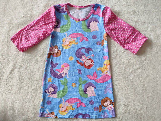 9.30 RTS NO MOQ（In stock）G2-20-8** Baby Girls Winter Dress Long-haired mermaid princess rose red long-sleeved dress