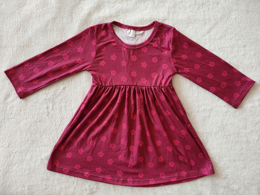 9.16 RTS NO MOQ（In stock）G2-24-.9* Baby Girls Winter Dress Baby Girls Safflower dark red knee-length Dresses