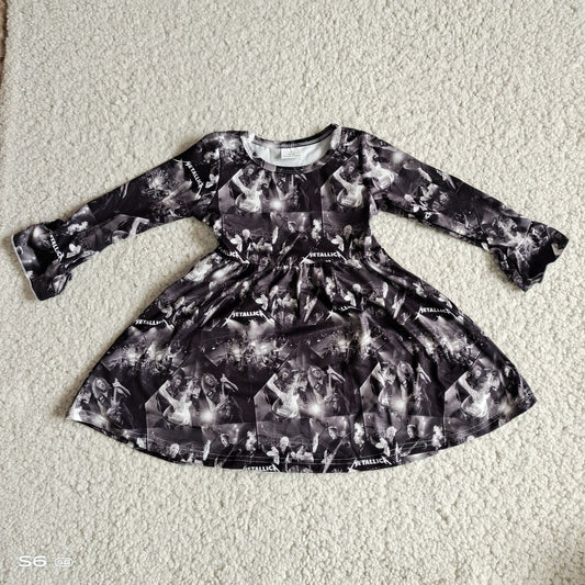 9.26 RTS NO MOQ（In stock）G3-12-4* Baby Girls Winter Dress Black and white long-sleeved dress