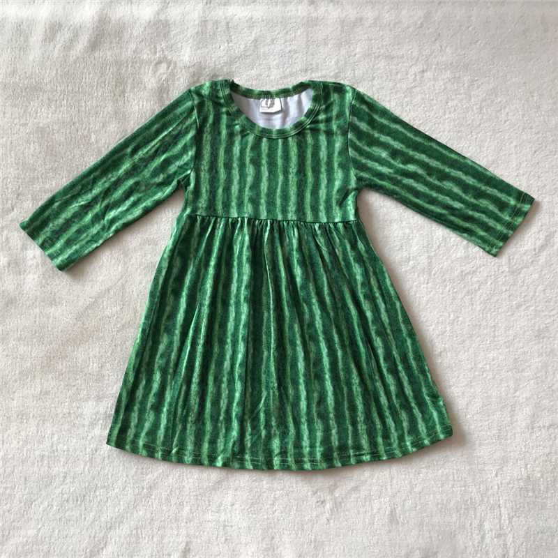 9.29 RTS NO MOQ（In stock）G3-12-6/. Baby Girls Winter Dress Ink green long-sleeved dress