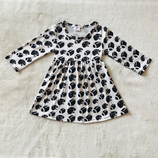 9.20 RTS NO MOQ（In stock）G3-16/ Baby Girls Winter Dress Black Rugby Long Sleeve Dress