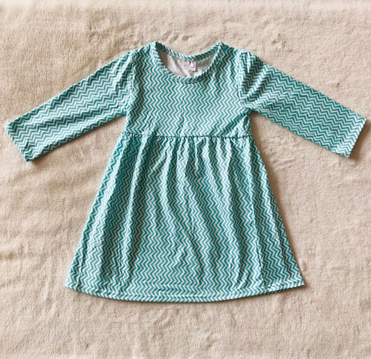 9.26 RTS NO MOQ（In stock）G2-24-5'. Baby Girls Winter Dress Wavy long-sleeved dress