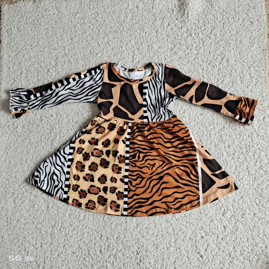 9.22 RTS NO MOQ（In stock）	G3-16-** 2Baby Girls Winter Dress Zebra and leopard print long-sleeved dress