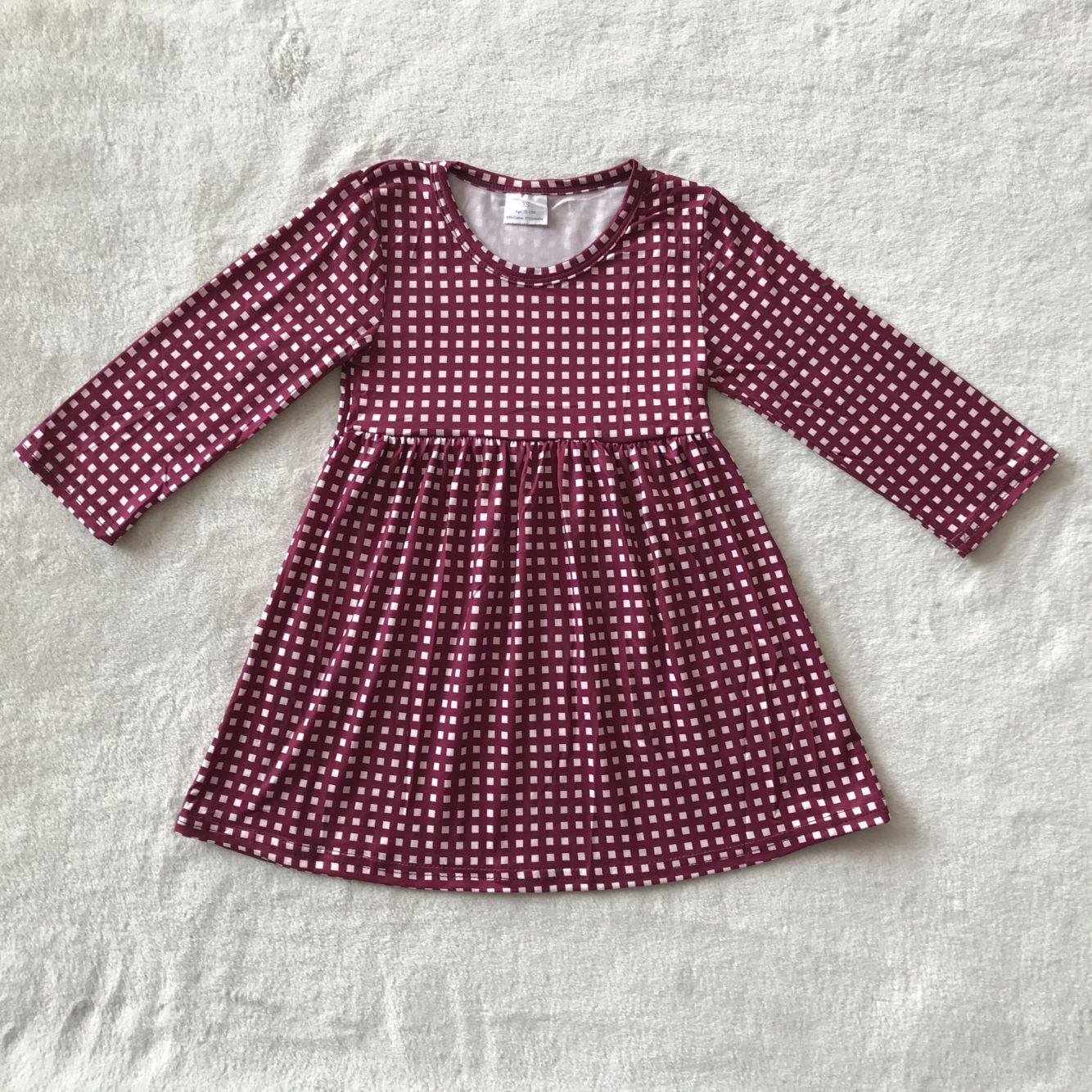 9.24 RTS NO MOQ（In stock）G3-20-5;'` Baby Girls Winter Dress Square plaid dark red skirt