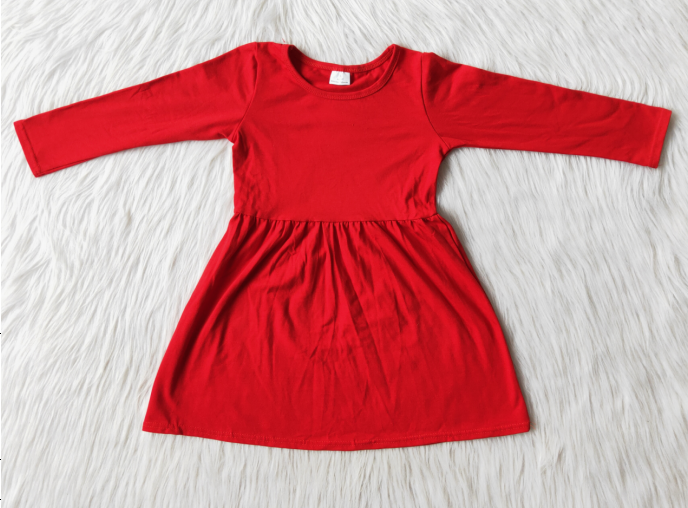 9.29 RTS NO MOQ（In stock）G2-16-8//. Baby Girls Winter Dress Red long-sleeved dress