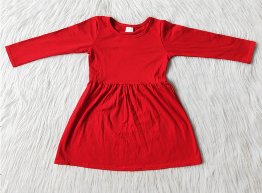 9.29 RTS NO MOQ（In stock）G2-16-8//. Baby Girls Winter Dress Red long-sleeved dress