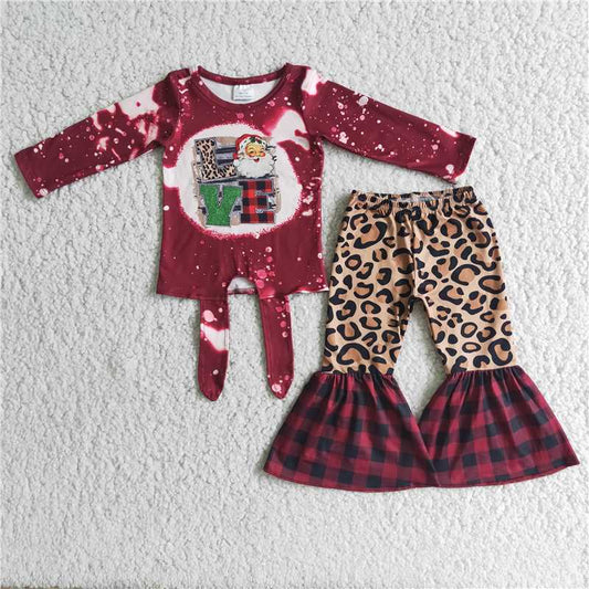 6 A1-15 LYE Santa Claus long-sleeved leopard check trousers suit