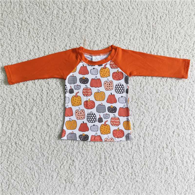6 A30-6-1   Boys orange pumpkin shirts