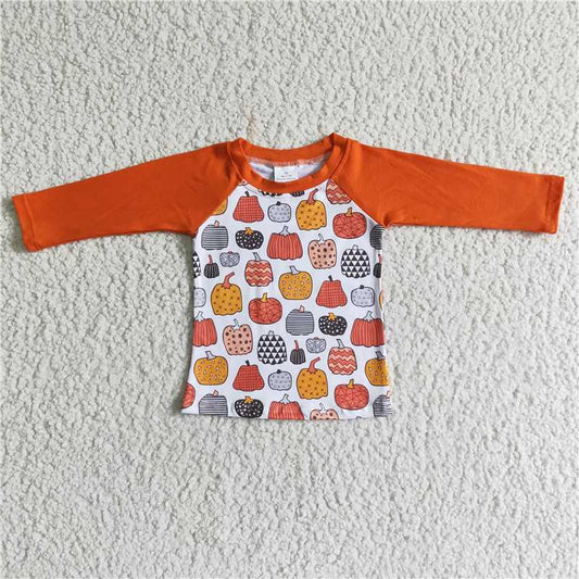 6 A30-6-1   Boys orange pumpkin shirts