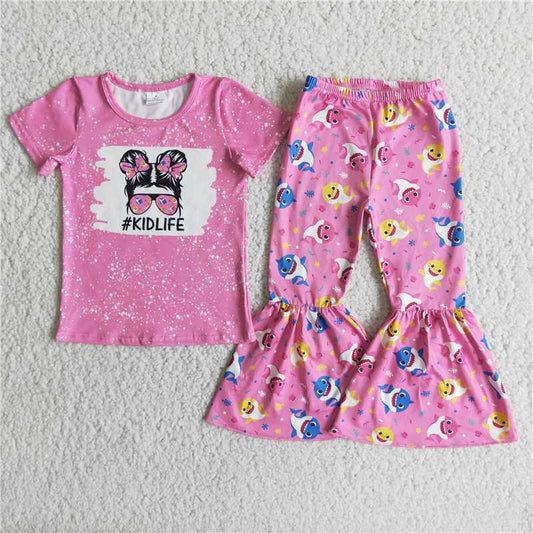 E2-14  Kids life baby shark pink bell set