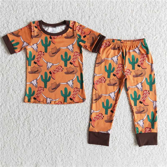 E8-11 Boys Bullhead Cactus Short Sleeve Long Pants Set