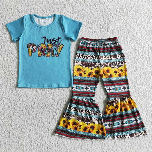 GSPO0031 Blue English short-sleeved colorful striped trousers suit