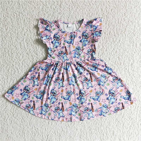 GSD0012 Star and Stitch pink dress with small flying sleeves