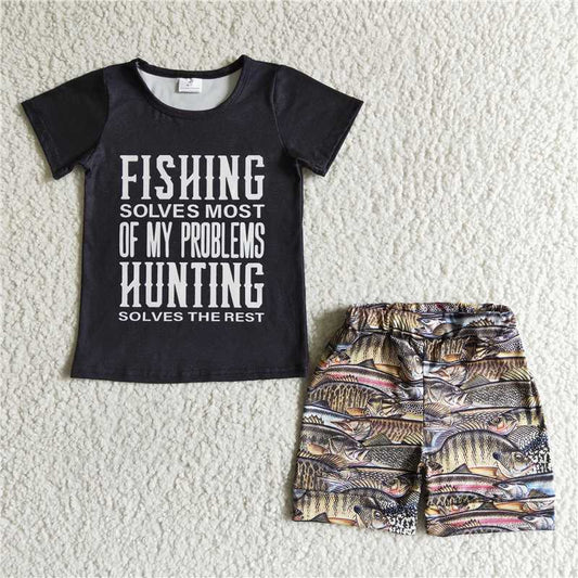 BSSO00012 Baby boys summer fishing camo shorts sets
