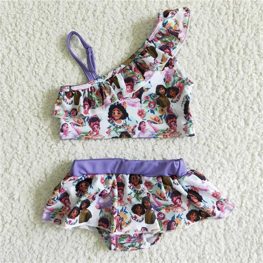 S0014       Baby Girls summer cartoon movie 2pcs swimsuits