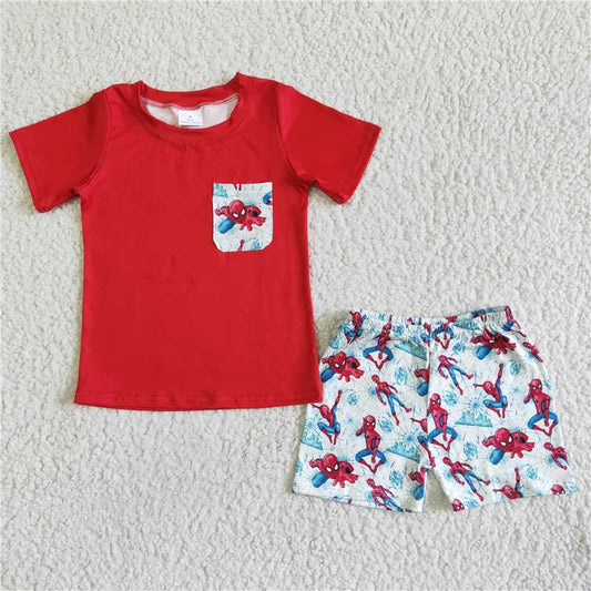 BSSO0009 baby boys pocket design aqua cartoon summer shorts sets