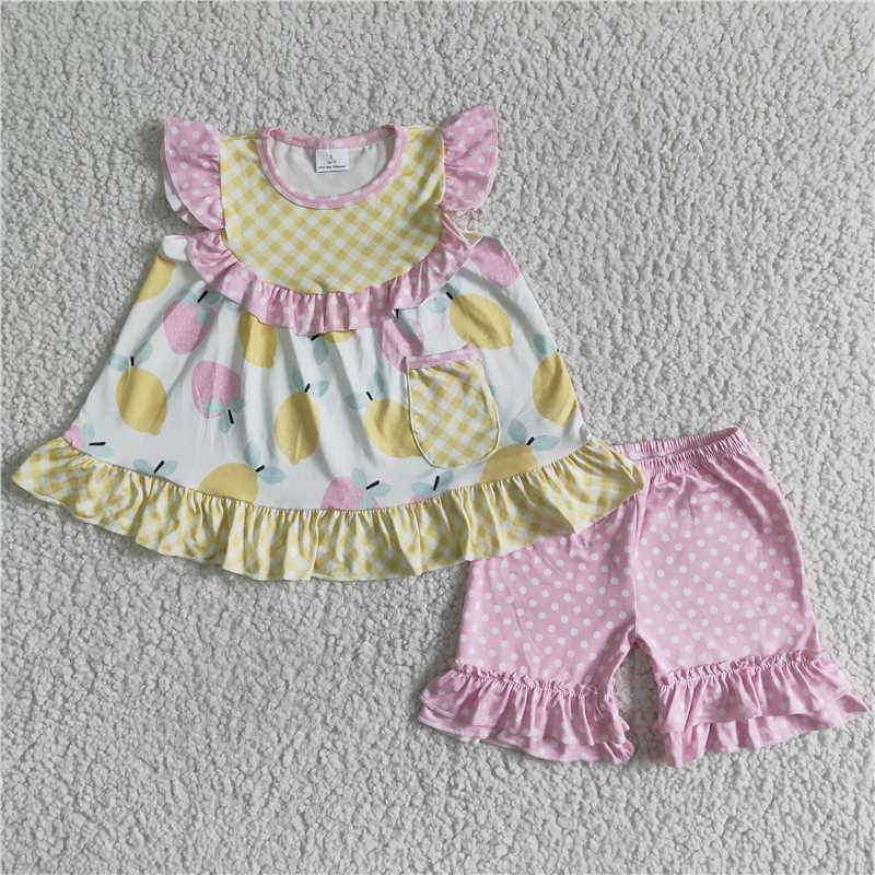 Baby girls lemon summer shorts sets