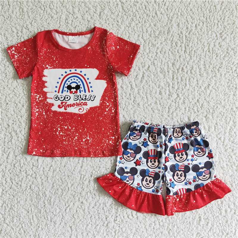 GSSO0065 GODBLESS Mickey red short-sleeved lace shorts set