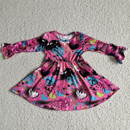 9.16 RTS NO MOQ （In stock）G2-20-2*;/ Baby Girls Winter Dress Baby Girls Colorful polka dot star rose pink knee-length Dresses