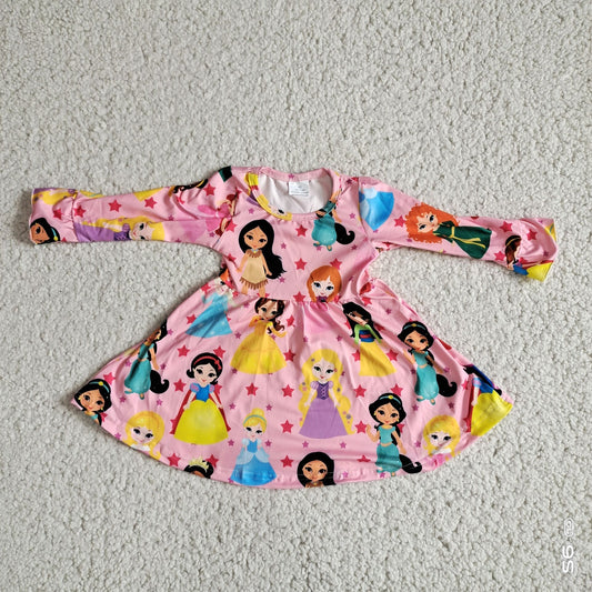 9.26 RTS NO MOQ（In stock）G2-20-2.';* Baby Girls Winter Dress Princess Star Pink Long Sleeve Dress