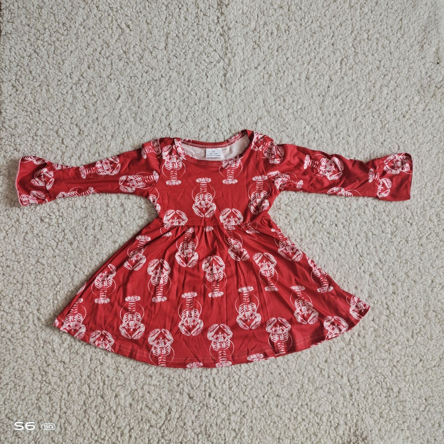 9.24 RTS NO MOQ（In stock）G2-24-1..' Baby Girls Winter Dress Red long-sleeved skull dress
