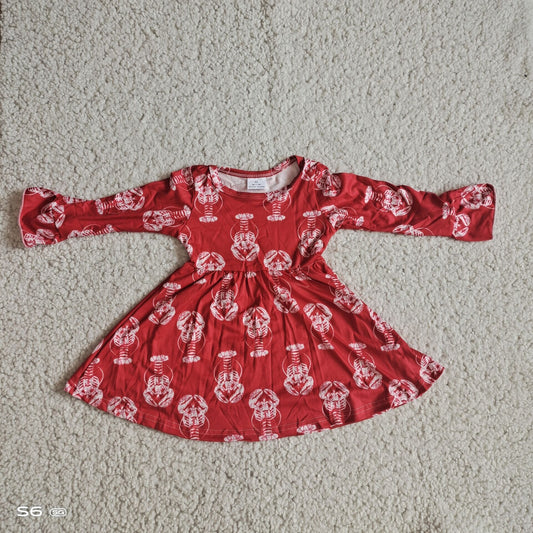 9.24 RTS NO MOQ（In stock）G2-24-1..' Baby Girls Winter Dress Red long-sleeved skull dress