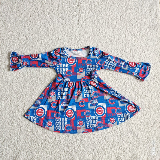 9.26 RTS NO MOQ（In stock）G2-24-7*;' Baby Girls Winter Dress Red and blue mixed color long sleeve dress
