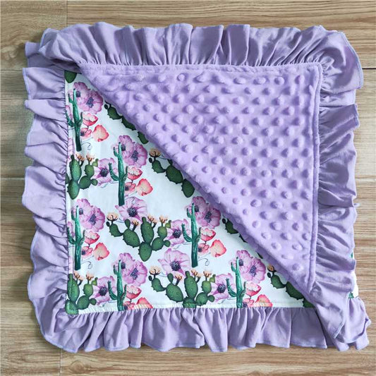 BL0002  Baby kids purple cactus western blankets
